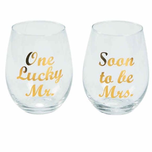 Bride Groom stemless wine glasses - Picture 1 of 3